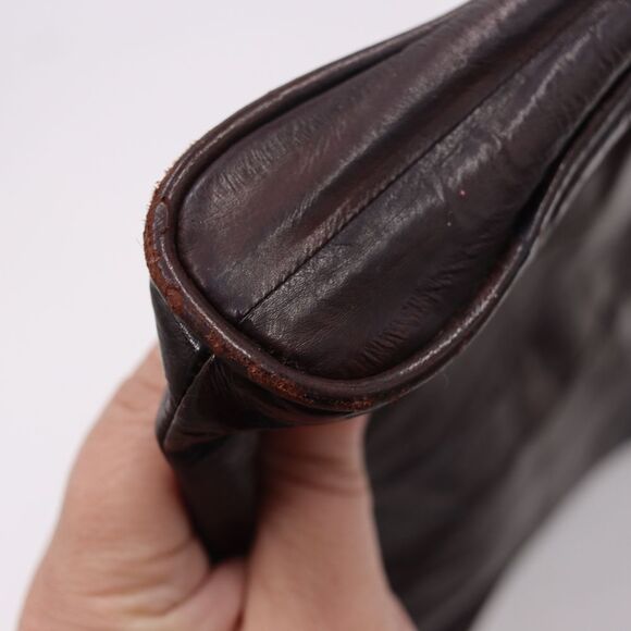 Vintage Brown Eel Skin Leather Purse 70s 80s Soft Shoulder Crossbody Bag - Picture 6 of 16